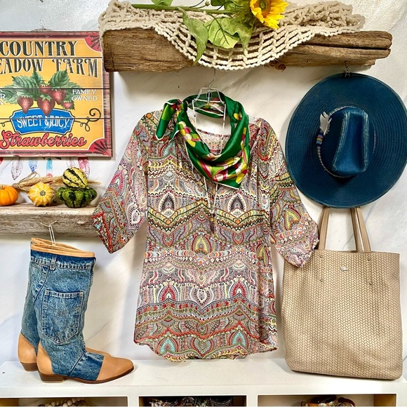 MADE IN JAPAN scarf/wrap w retro YTK midcentury boho vibe - Picture 7 of 16